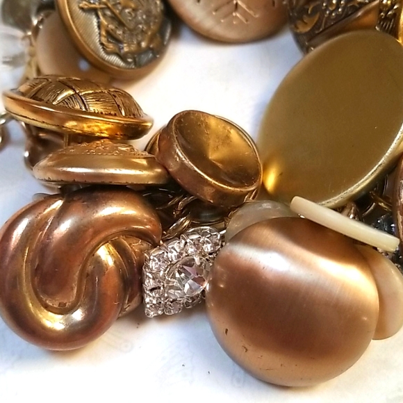 Vintage Rhinestone Pearl Button Charm Bracelet - Picture 3 of 12